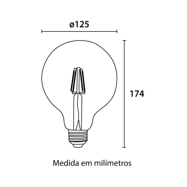 lampada filamento led 6w g125 blumenau iluminaçao